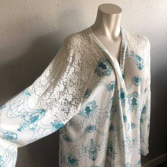 DISNEY Little Mermaid Ariel Open Front Cardigan Lace Detail 4 - Picture 5 of 9